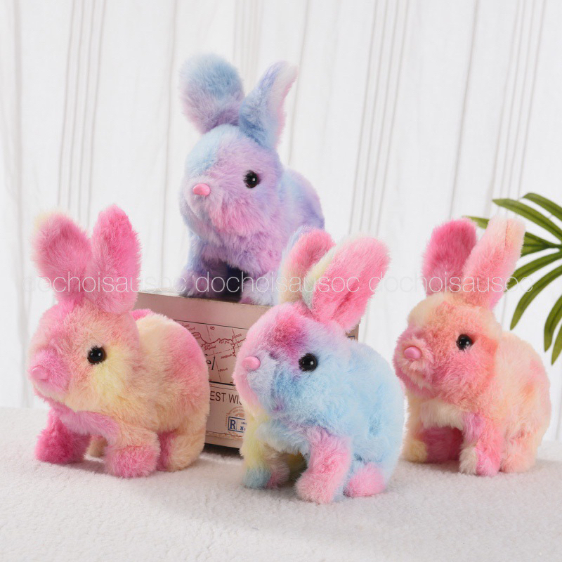 Con thú bông chó đốm, thỏ chạy pin biết đi, vẫy đuôi, biết kêu bibi cực Cute