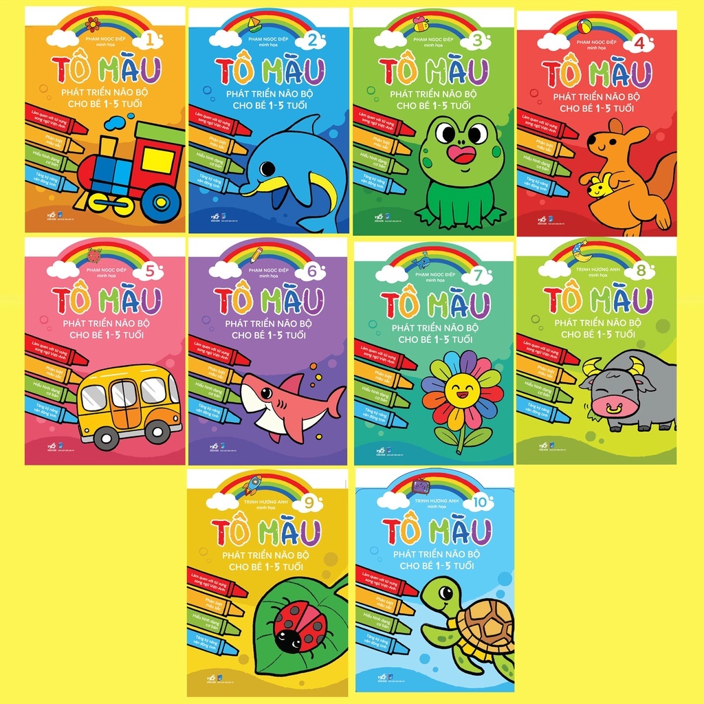Sách - Bộ Tô màu phát triển não bộ cho bé 1-5 tuổi (10 cuốn lẻ) ( Nhã Nam HN Kho)