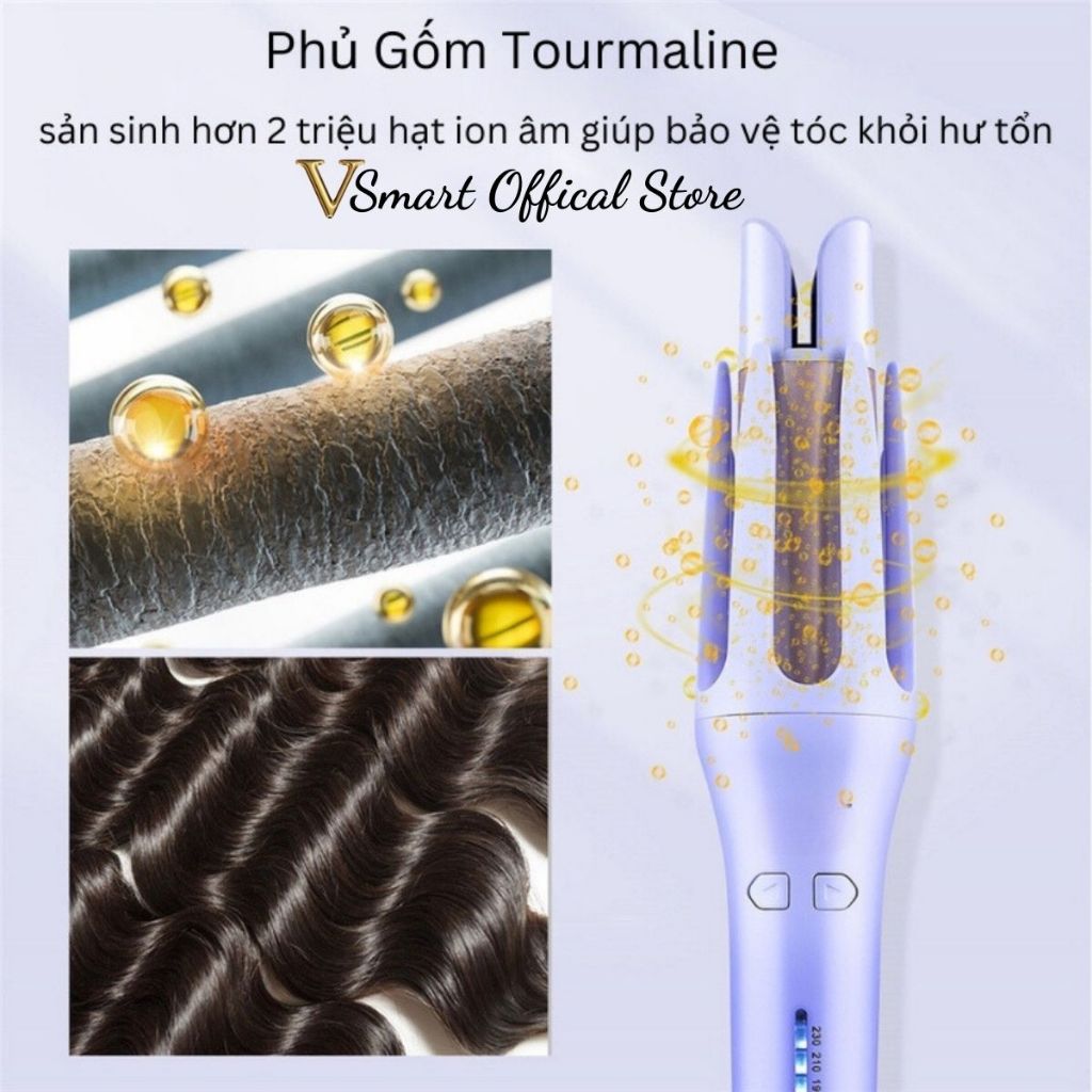 Máy Uốn Tóc Xoăn Tự Động Ion Âm, Máy Làm Tóc Xoăn Sóng Lơi 3 Phút Tạo Kiểu Dễ Dùng, Lõi Gốm Sứ Không Làm Tổn Thương Tóc