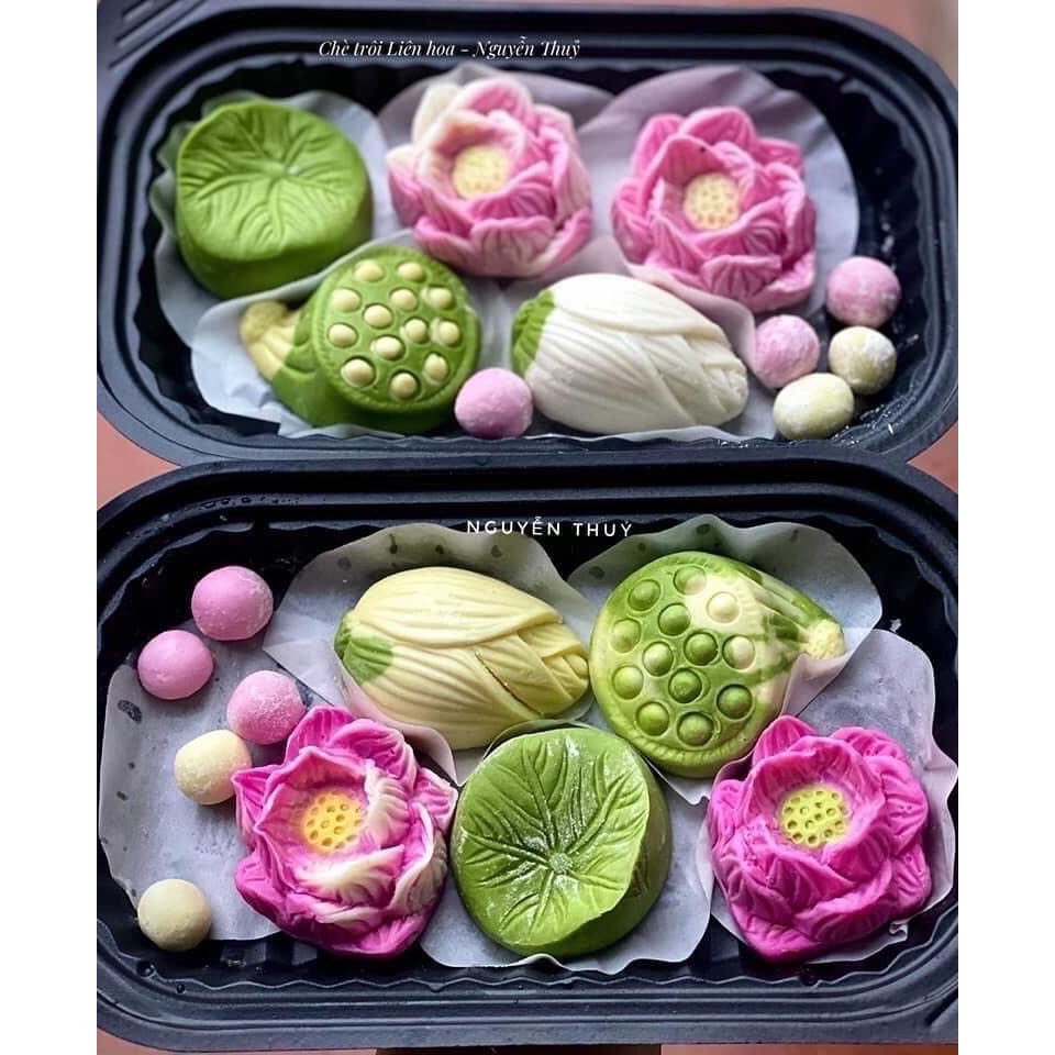 Set 4 khuôn silicon sen trôi nước.