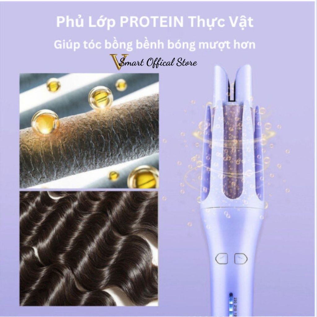 Máy uốn tóc xoăn tự động Hàn Quốc trục 32mm, máy uốn tạo kiểu ion 4 chế độ nhiệt bảo vệ tóc khỏi hư tổn