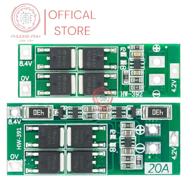Mạch bảo vệ sạc pin 18650/Li-ion Lithium 2S 20A 7.4V 8.4V kích thước 4 ...
