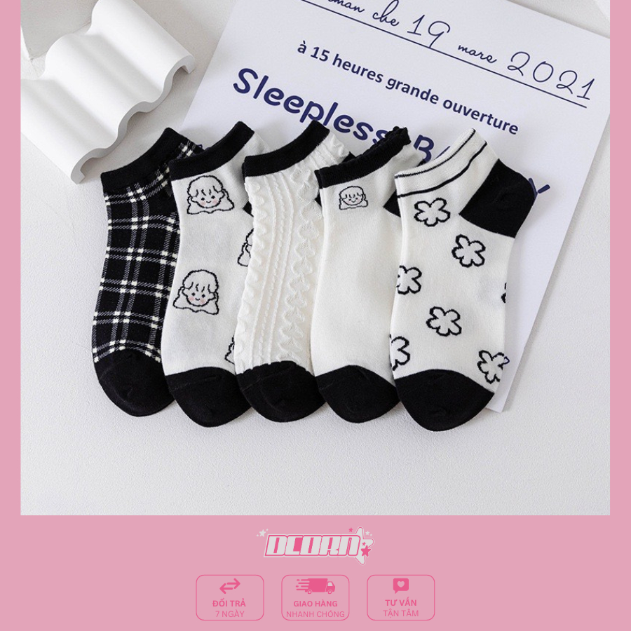 mall inline badgeTất Vớ Nữ, Tất Nam Nữ Cổ Cao Phong Cách Vintage Hàn Quốc Thêu Hình Thú Cute LADI Mẫu T11