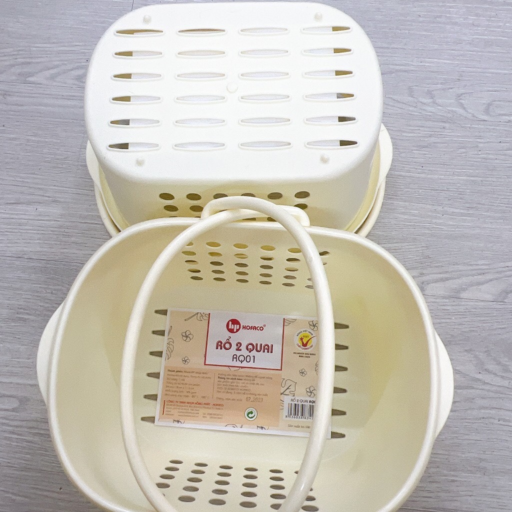 RỔ NHỰA 2 QUAI HOFACO  RQ01( 24 x 18 x 11,5 cm ) Rổ đựng đồ dùng cá nhân