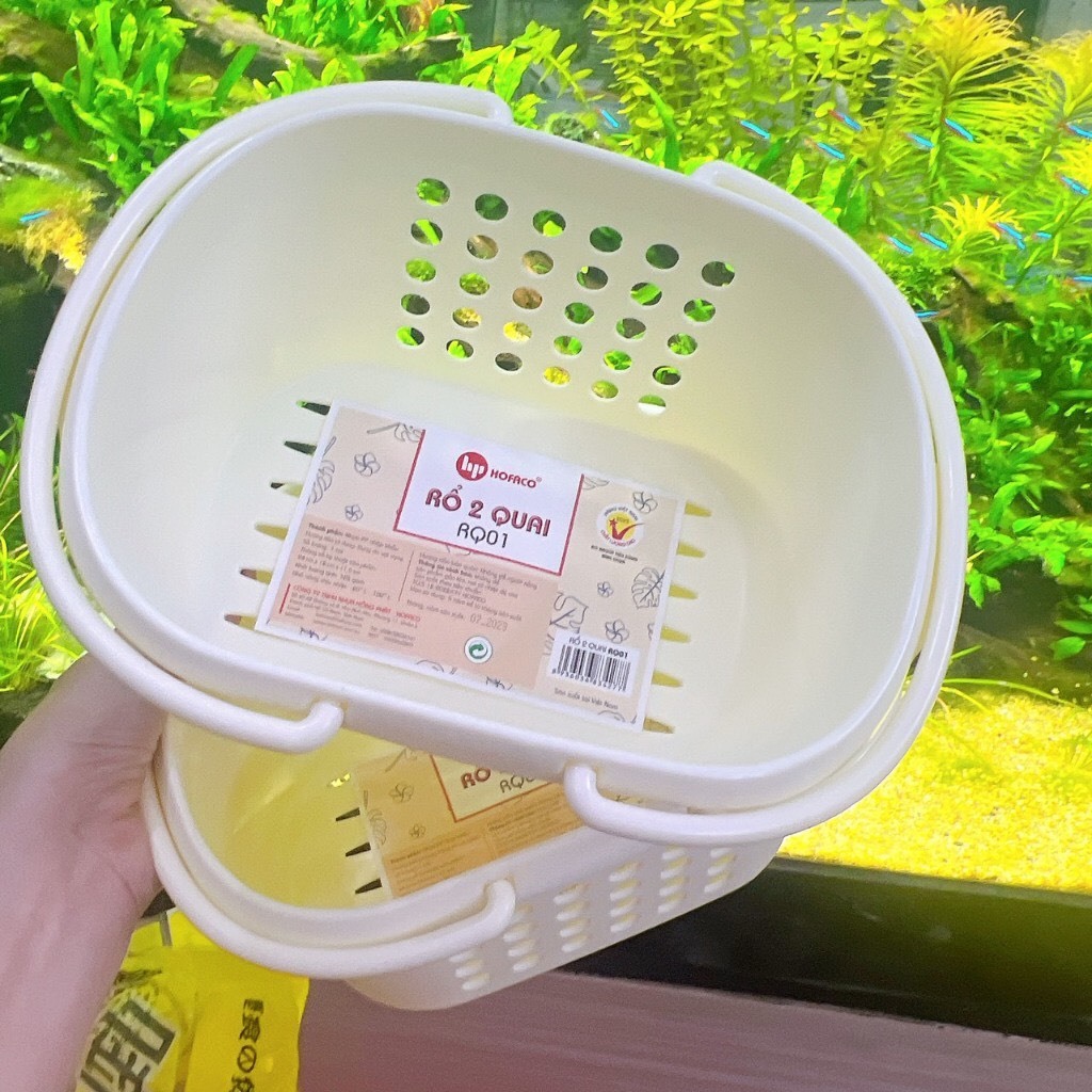 RỔ NHỰA 2 QUAI HOFACO  RQ01( 24 x 18 x 11,5 cm ) Rổ đựng đồ dùng cá nhân