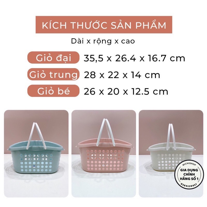 RỔ NHỰA 2 QUAI HOFACO  RQ01( 24 x 18 x 11,5 cm ) Rổ đựng đồ dùng cá nhân