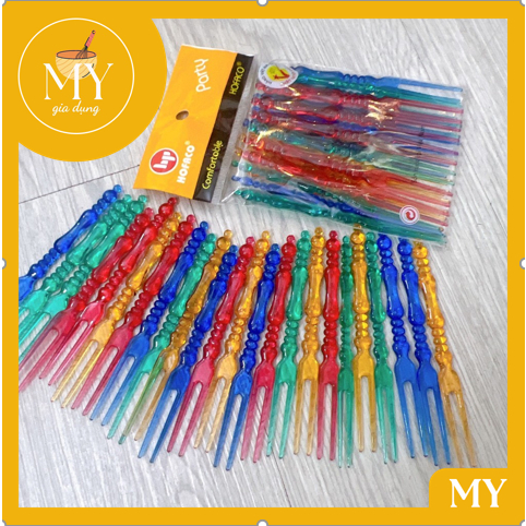 Set 24 Nĩa trái cây  nhựa cao cấp Hofaco - Set 24 nĩa nhựa ăn rau câu, trái cây tiện lợi