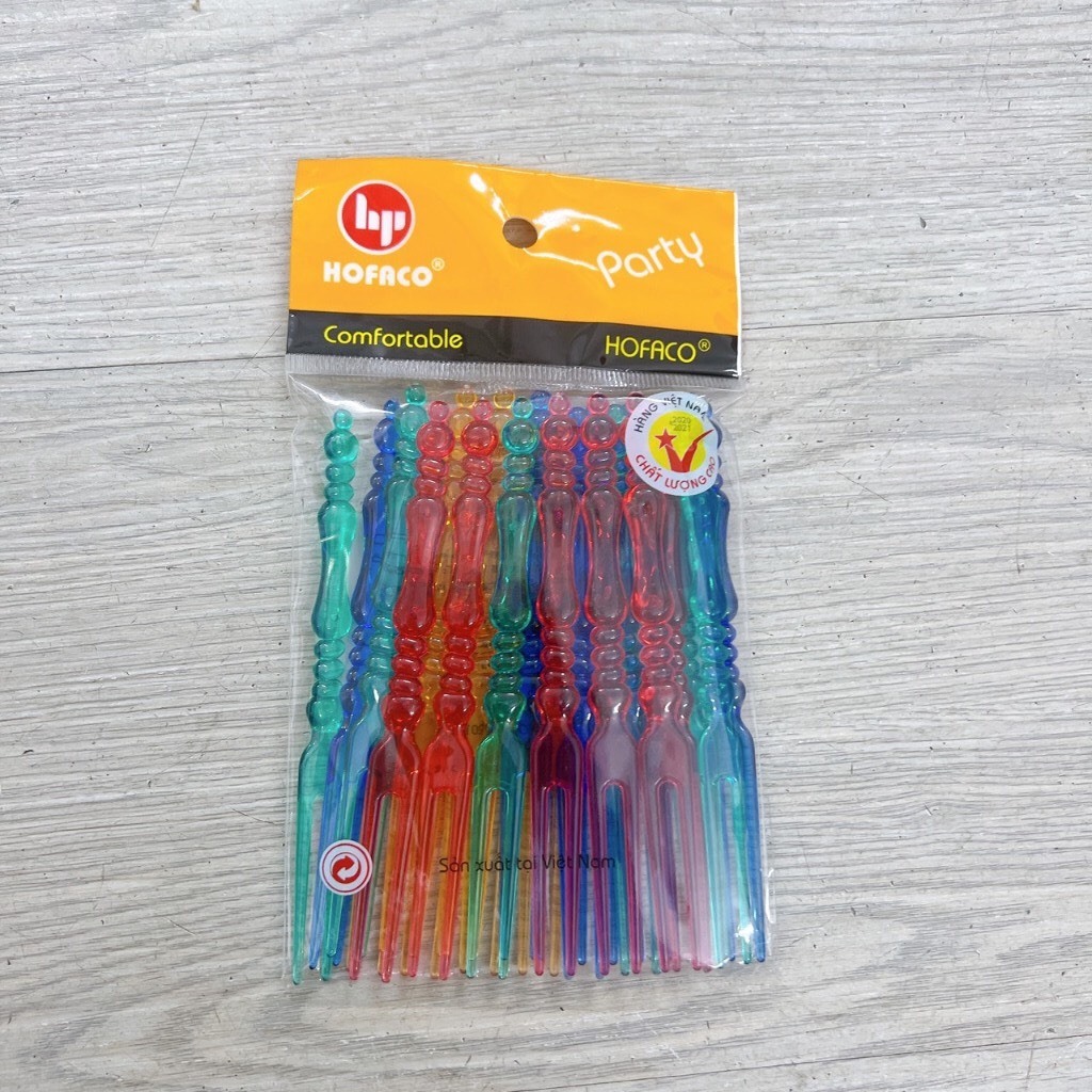 Set 24 Nĩa trái cây  nhựa cao cấp Hofaco - Set 24 nĩa nhựa ăn rau câu, trái cây tiện lợi