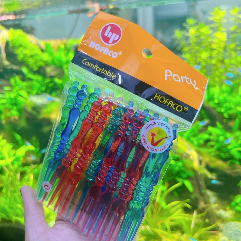 Set 24 Nĩa trái cây  nhựa cao cấp Hofaco - Set 24 nĩa nhựa ăn rau câu, trái cây tiện lợi