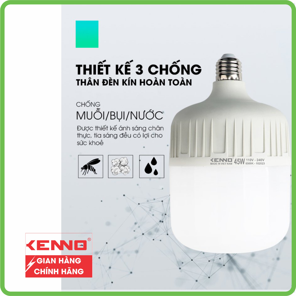 Đèn Led bulb trụ kín nước siêu sáng, siêu tiết kiệm Kenno công suất 5W, 10W, 15W