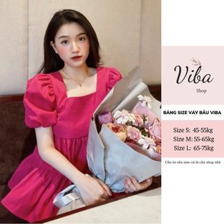 Áo bầu xinh cổ vuông tay bồng Viba [AB3] màu hồng sen thiết kế 3 tầng trẻ trung cho mẹ bầu