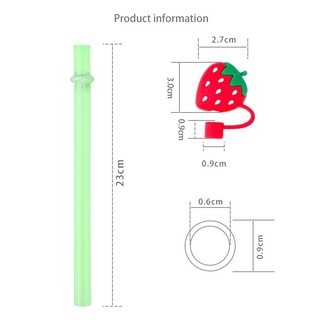 Combo 1 Ống hút nhựa PP có  nắp  sticker silicone và 1 cọ rửa loại tốt - dụng cụ uông nước