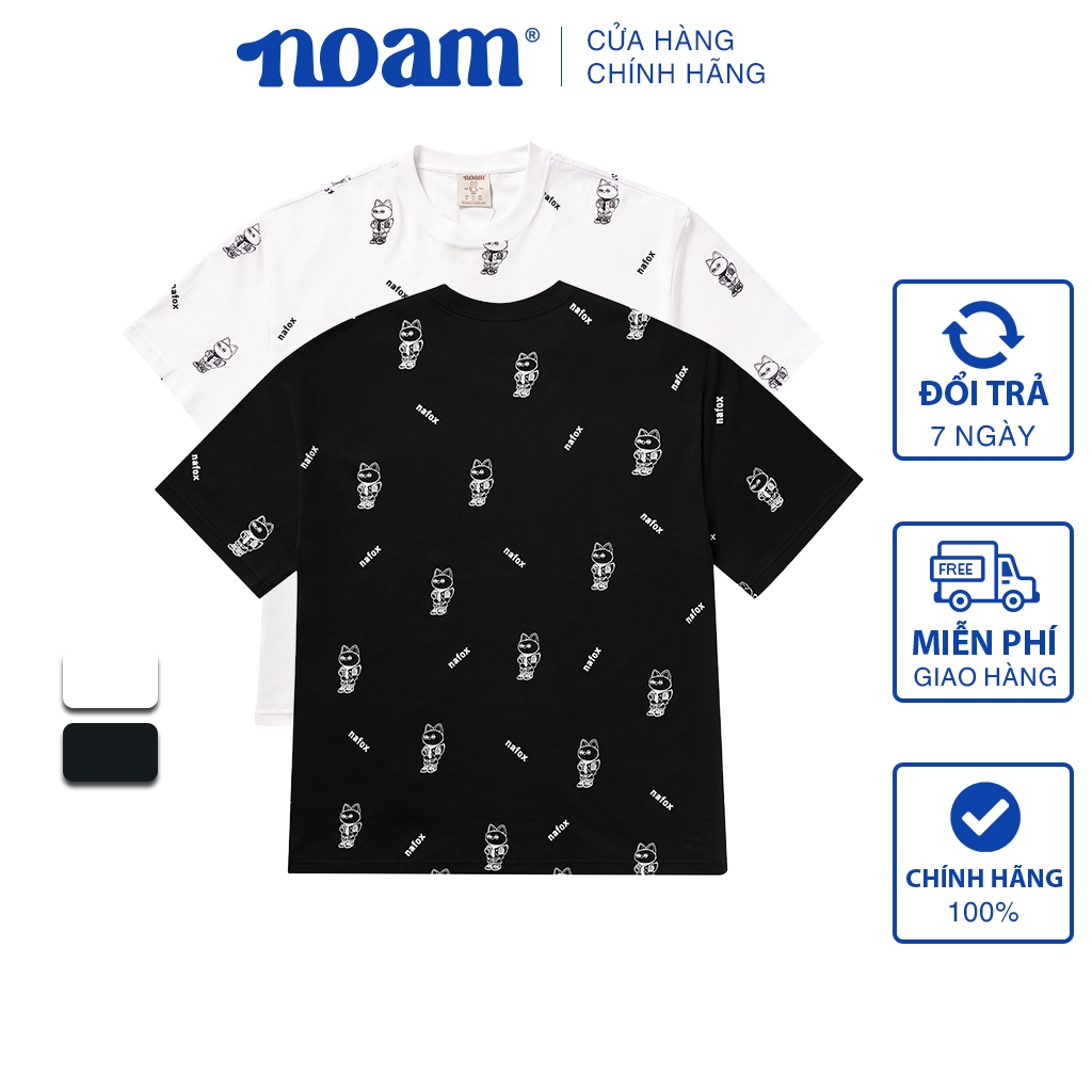 Áo thun Form rộng NOAM Nafox Footprint Unisex 100% Cotton – Màu đen/trắng