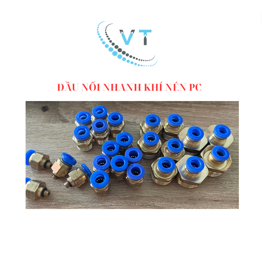 Đầu nối nhanh khí nén PC xanh, cút nối hơi khí nén, đầu nối hơi khí nén.