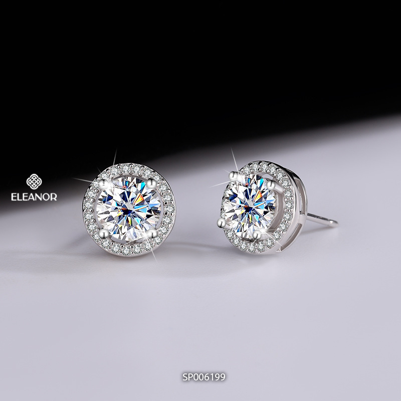 Bông tai nữ chuôi bạc 925 Eleanor Accessories hình học đính đá phụ kiện trang sức khuyên tai 3938