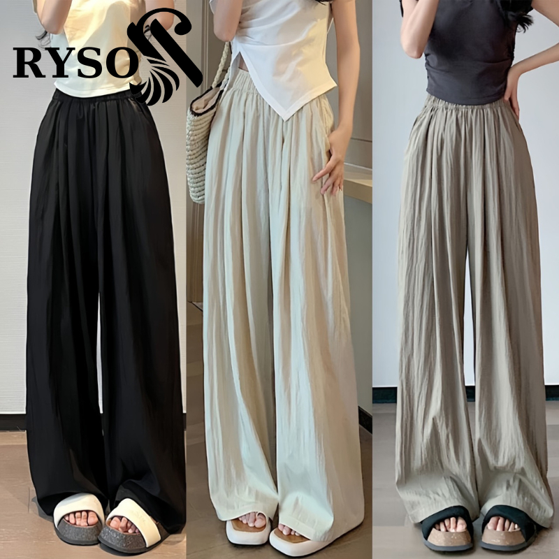 Quần Gió Ống Rộng Cạp Chun RYSO FASHION Mát Chất Đũi Nhăn Cao Cấp