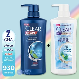 [ Mẫu mới 2025] Combo 2 chai dầu gội đầu gồm clear Bạc Hà 480ml và Clear Men 450ml