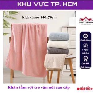 Khăn tắm sợi tre vân nổi cao cấp, kích thước lớn 140x70cm - mềm mịn, siêu thấm hút
