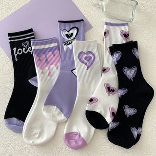 Tất Màu Nữ Nam Trắng Tím Cao Cổ Cute Thời Trang Hàn Quốc Độc Đáo T43