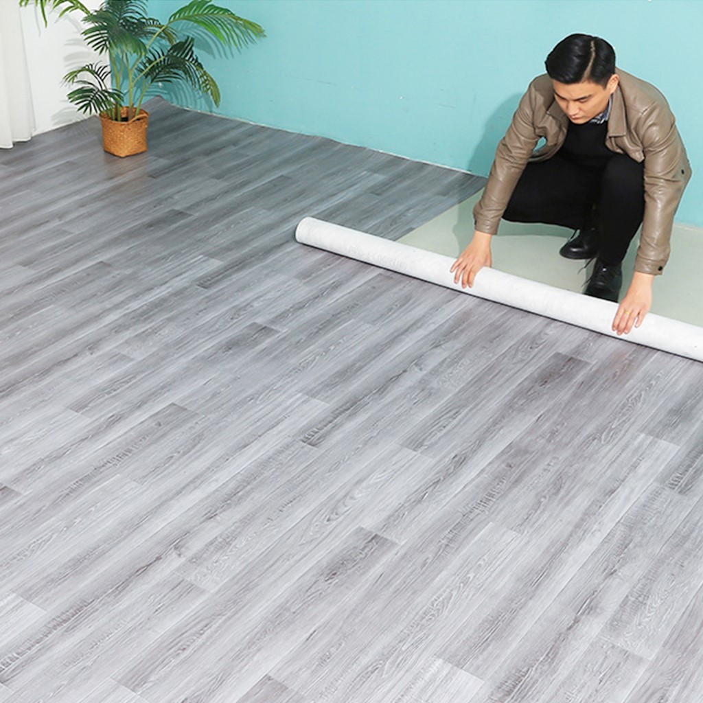 Simili trải sàn vân gỗ miếng thảm nhựa lót nền giả gỗ pvc nhám chống ...