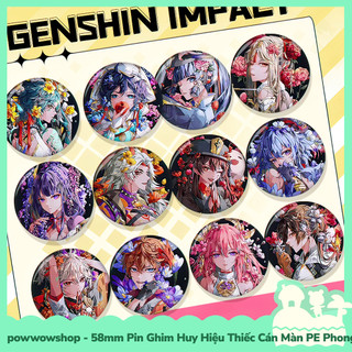 [Sẵn VN - Hỏa Tốc] Huy Hiệu Pin Ghim Dạng Tròn 58mm Cài Áo / Túi / Balo Màn PE Nhân Vật Game Genshin Impact Flower