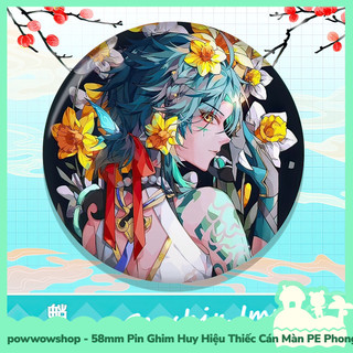 [Sẵn VN - Hỏa Tốc] Huy Hiệu Pin Ghim Dạng Tròn 58mm Cài Áo / Túi / Balo Màn PE Nhân Vật Game Genshin Impact Flower
