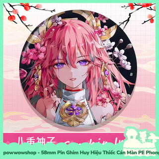 [Sẵn VN - Hỏa Tốc] Huy Hiệu Pin Ghim Dạng Tròn 58mm Cài Áo / Túi / Balo Màn PE Nhân Vật Game Genshin Impact Flower