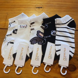 Combo 5 Đôi Tất/ Vớ Nữ Cổ Ngắn LINDO Phong Cách Hàn Quốc Xinh Xắn, Dễ Thương, Chất Liệu Cotton Thấm Hút Mồ Hôi
