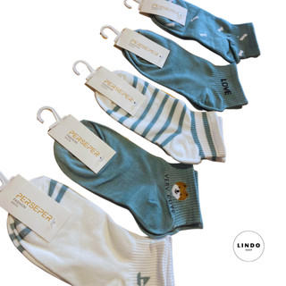 Combo 5 Đôi Tất/ Vớ Nữ Cổ Ngắn LINDO Phong Cách Hàn Quốc Xinh Xắn, Dễ Thương, Chất Liệu Cotton Thấm Hút Mồ Hôi