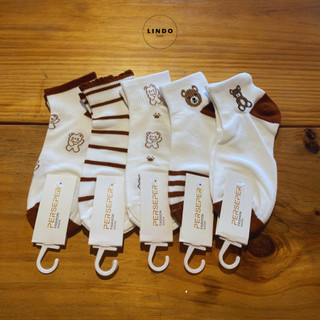 Combo 5 Đôi Tất/ Vớ Nữ Cổ Ngắn LINDO Phong Cách Hàn Quốc Xinh Xắn, Dễ Thương, Chất Liệu Cotton Thấm Hút Mồ Hôi