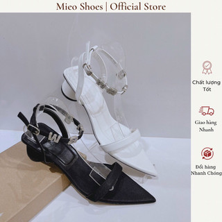 Fullbox Giày Cao Gót / Gót Mũi Nhọn Đế Tròn Quai Hậu Gài 4cm MieoShoes G1156 G1157
