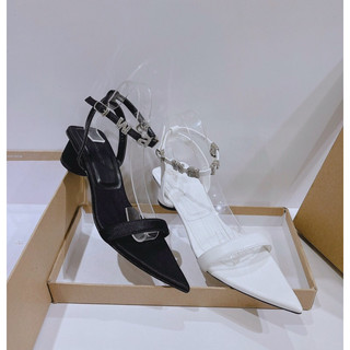 Fullbox Giày Cao Gót / Gót Mũi Nhọn Đế Tròn Quai Hậu Gài 4cm MieoShoes G1156 G1157