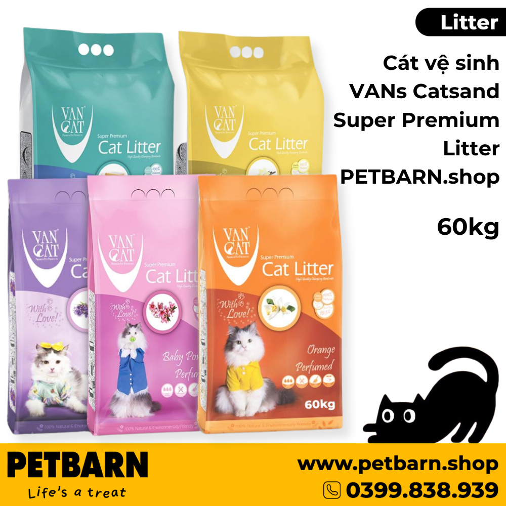 Cát vệ sinh mèo VANs Catsand Super Premium Bentonite Cat Litter 60kg