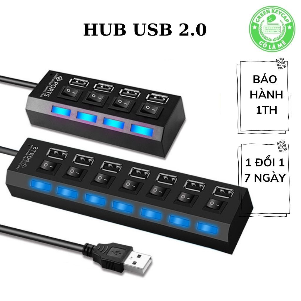 Hub USB 2.0 ,cổng chia USB, có công tắc điều khiển.