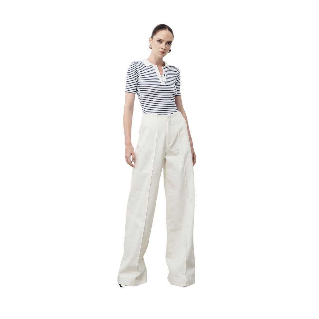 Quần jean nữ ống suông rộng màu trắng thiết kế không lưng quần – là min – WHITE WAISTLESS JEANS spe