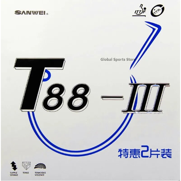 Bộ 2 mặt vợt sanwei T88-3 (1 đỏ 1 đen) tặng kèm keo sữa và viền vợt