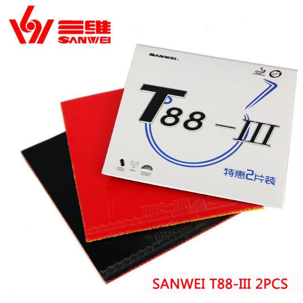 Bộ 2 mặt vợt sanwei T88-3 (1 đỏ 1 đen) tặng kèm keo sữa và viền vợt