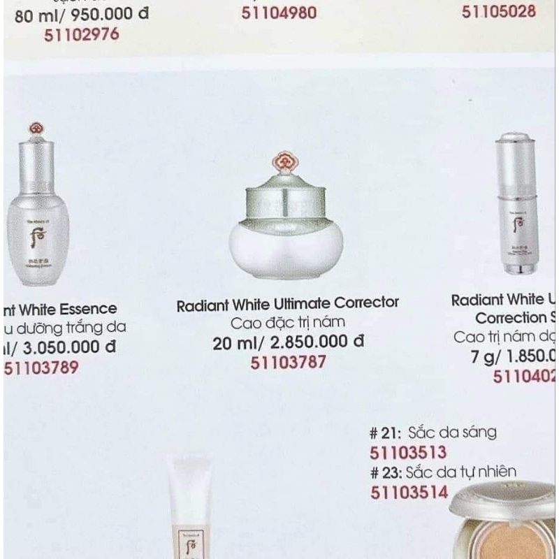 Combo 10 vỉ cao  nám Whoo Radiant White Intensive
