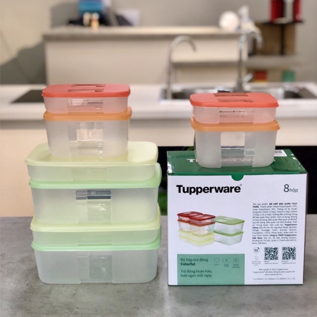 Bộ hộp trữ đông colorful set 8 Tupperware (chính hãng) | Shopee Việt Nam