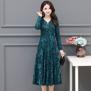 Đầm Hoa Dài Che Bụng Cổ V Thanh Lịch Cho Mẹ VH17
