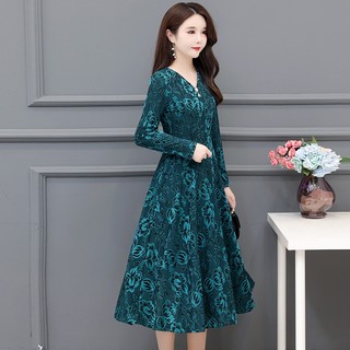 Đầm Hoa Dài Che Bụng Cổ V Thanh Lịch Cho Mẹ VH17