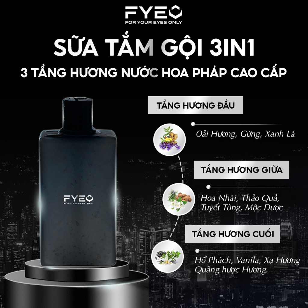 Sữa tắm gội nam combo 3 in 1 FYEO 300ml - Hương nước hoa Pháp cao cấp chính  hãng với 3 tầng hương ĐẶC BIỆT có 1-0-2 | Shopee Việt Nam