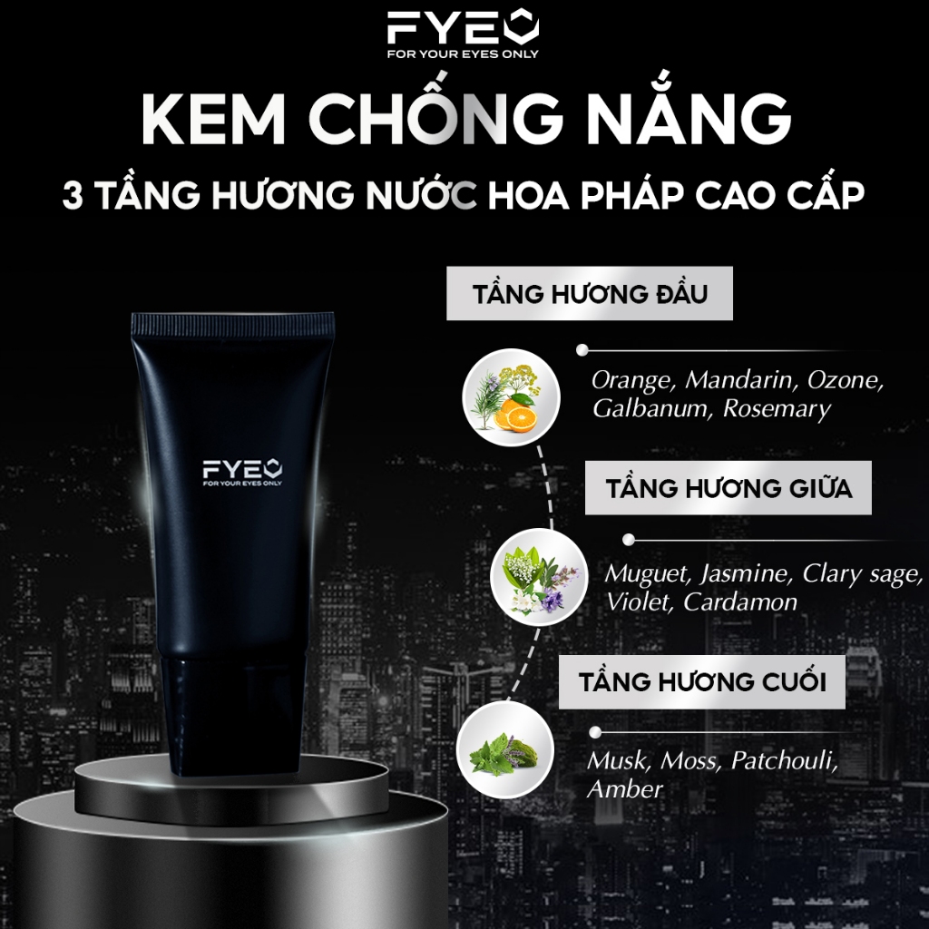 Kem chống nắng nam FYEO SPF30+ dưỡng ẩm, sáng da - Hương nước hoa Pháp cao  cấp chính hãng với 3 tầng hương ĐẶC BIỆT | Shopee Việt Nam