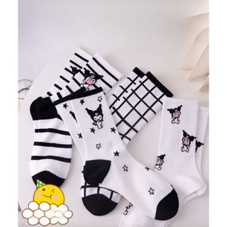 Tất Kuromi Cổ Cao Trắng Đen Cute Thời Trang Hàn Quốc Hotrend T51