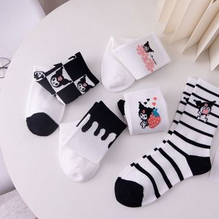 Tất Kuromi Cổ Cao Trắng Đen Cute Thời Trang Hàn Quốc Hotrend T51