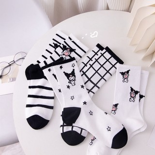 Tất Kuromi Cổ Cao Trắng Đen Cute Thời Trang Hàn Quốc Hotrend T51