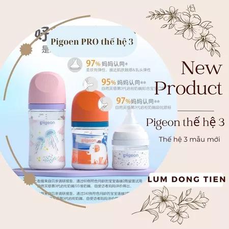 BÌNH PIGEON THỦY TINH THẾ HỆ 3 MẪU MỚI 80ML 160ML 240ML