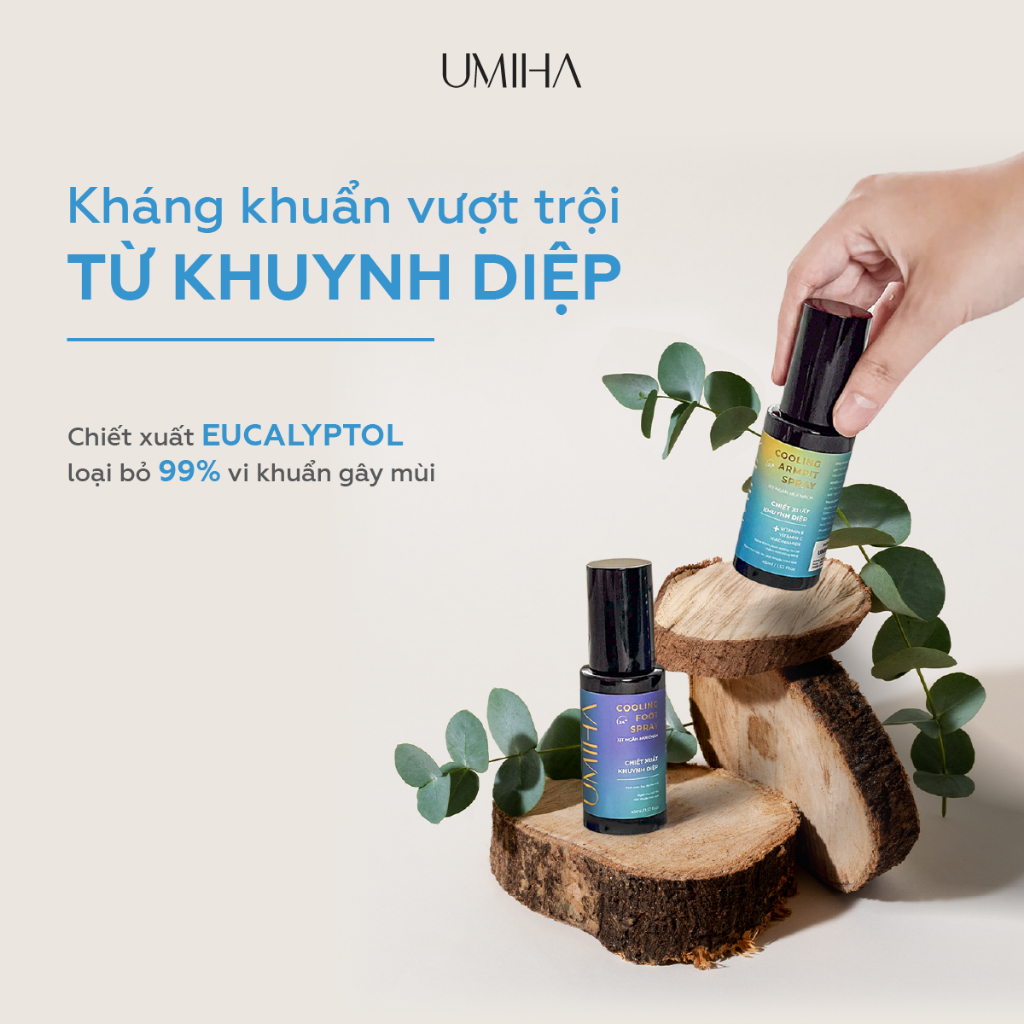 Ảnh Xịt thơm body Umiha (45ml) - Combo xịt khử mùi cơ thể bao gồm xịt khử mùi hôi chân và xịt khử mùi hôi nách 1