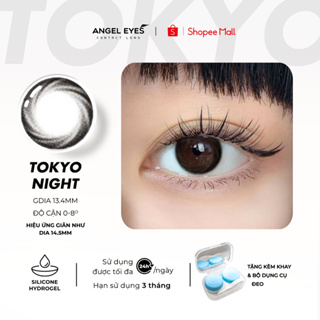 Lens đen giãn tròng có độ cận Tokyo Night nhãn hiệu Angel Eyes ( Độ cận 0-8 độ )