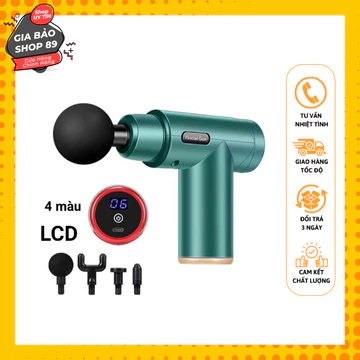 Máy Massage Cầm Tay mini, súng massage ,máy đấm lưng massage trị liệu cổ vai gáy 4 đầu 6 Cấp Độ cao cấp